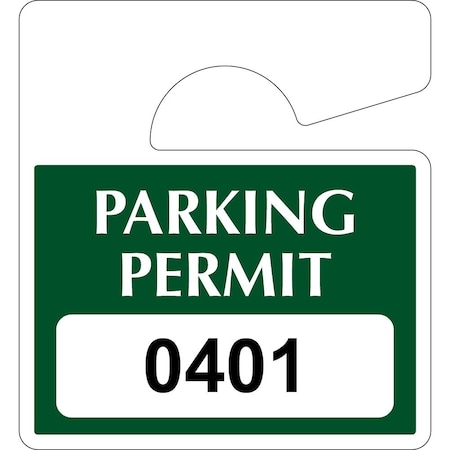 Lustre-Cal Economy Hanging Parking Permit Green 3in x 2.75in  20mil Plastic Serialized 401-450, 50PK 253814201G0401